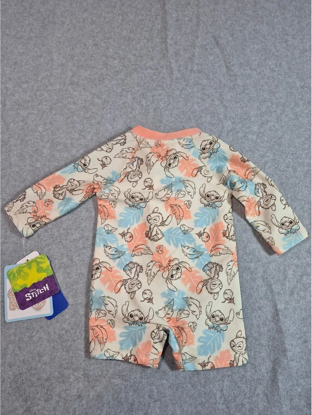 Disney Stitch Baby 0-3M UPF 50+ Rash Guard Swimsuit NWT